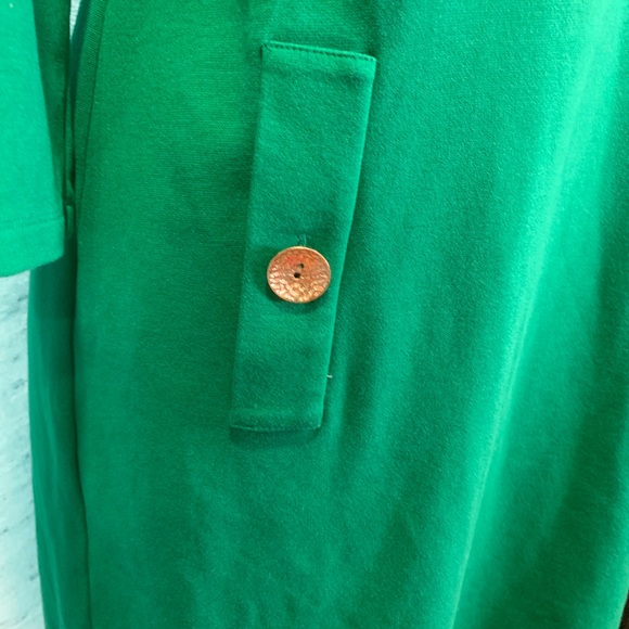 Eliza J Emerald Green A Line Dress Gold Buttons - Picture 2 of 7